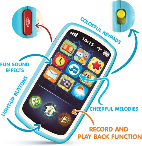 Baby Phone Toy with Record & Playback, Musical Interactive Learning Cell Phone for Kids 6+ Months