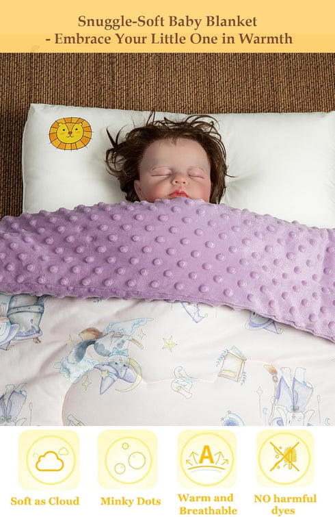 40"x40", Pack Baby Comforter Lightweight Down Alternative Quilted Blanket for n Play, Bassinet & Crib, Soft Minky Dots