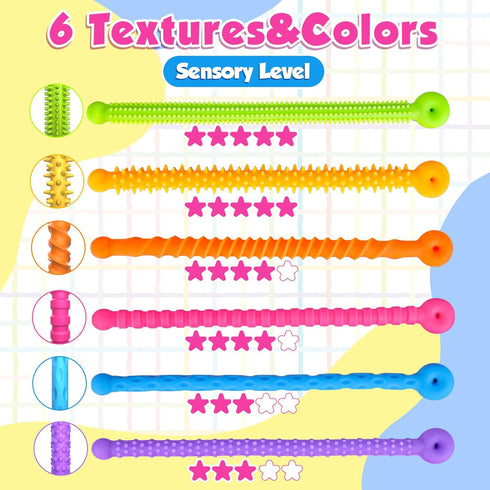 6 Pack Sensory Toys Fidget Stretchy Strings: Fidget Toys Bracelet for Kids Calming - Adjustable Sensory Bracelet