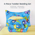 Set 4 Set Wake In Cloud - Dinosaur Toddler Bedding for Boys, Colorful Dino Race Car, Pieces Soft Crib Bed Including