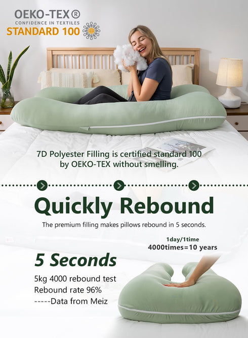 55 Inch Meiz Pregnancy Pillow, U Shaped Pregnancy Pillows for Sleeping Cooling, Maternity Pillow for Pregnant Women