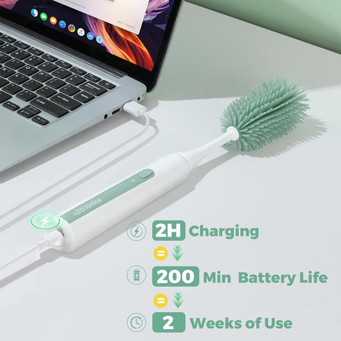 Momcozy Set 7-in-1 Electric Baby Bottle Brush with Drying Rack, Powered Bottle Cleaner & Formula Mixer, Portable