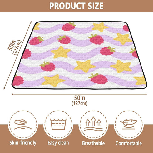 EtherSpher Cozy 50'' 50'' Berry Purple Stars Stripe Soft Thick Baby Gym & Activity Mat for Indoor Outdoor Breathable