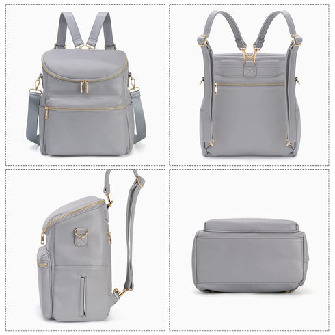 Backpack,Fashion Mommy Backpacks,Travel Minsong Diaper Bag Leather Toddler Baby Diaper Bags with in Bag Organizer