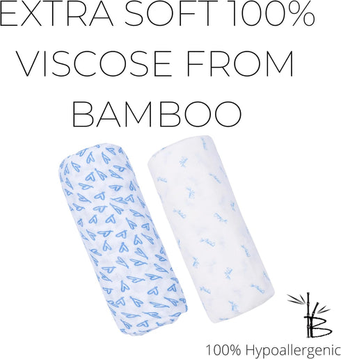 100% Pack 2 Baby Swaddle Blanket - Extra Soft Made of Viscose from Bamboo - Breathable Nursing Receiving Swaddle