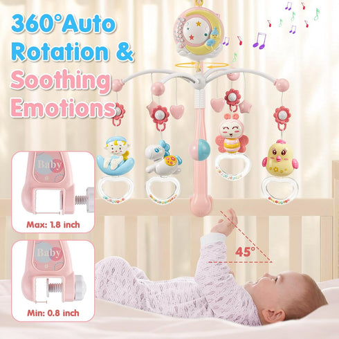 Light,150 BOBXIN Baby Musical Crib Mobile for Bassinet with Projector and Night Music,Timing Function,Take Along Mobile