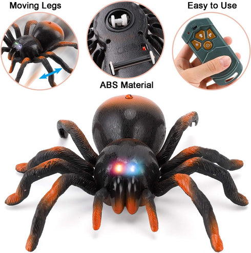 Liberty Imports RC Moving Tarantula Spider - Kids Wireless Remote Control Toy, Great for Pranks and Halloween Decorations, Realistic Scurrying Movement, Glowing LED Eyes