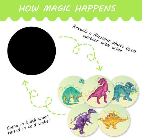 Zonon 10 Pcs Dinosaur Potty Training Stickers, Reusable Color Changing Pee Targets for Kid Training