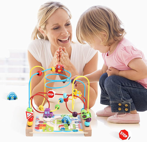 Wooden Bead Maze Toys for Toddlers, Colorful Roller Coaster Educational Toys, Birthday Gifts for Kids Boys Girls