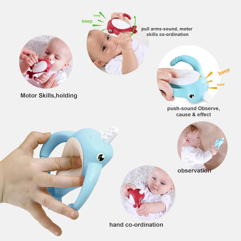 4Months 3-6 6-12 3-6months, Best Baby Toy for Baby, Baby Teething Toys for Months, Teething Relief Toys, Food Grade