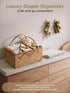 Diaper Caddy Organizer, Hand Rattan Nursery Storage Basket for Baby Essentials, Baby Changing Table Organizer Perfect