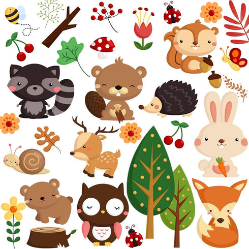 DEKOSH Kids Wild Safari Animal Wall Stickers for Nursery Decoration, Jungle Theme Peel & Stick Decals