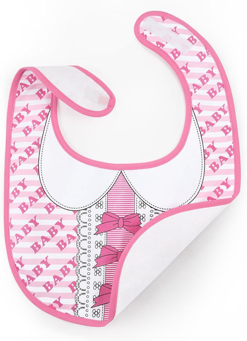 Littleforbig Adult Bib - Cotton Waterproof Babydoll Printed, Adjustable Velcro Closure - Pretty in Pink