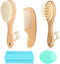 Goat Baby Hair Brush Set, Wooden Comb Massage Scalp Comb, Safe Natural