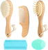 Goat Baby Hair Brush Set, Wooden Comb Massage Scalp Comb, Safe Natural