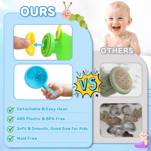1-3 12+ 1 2 3 4 5 6 9PCS Beach Toys for Toddlers Bath Toys Sand Pool Water Table Toys Mold Free Bathtub Toys for Months