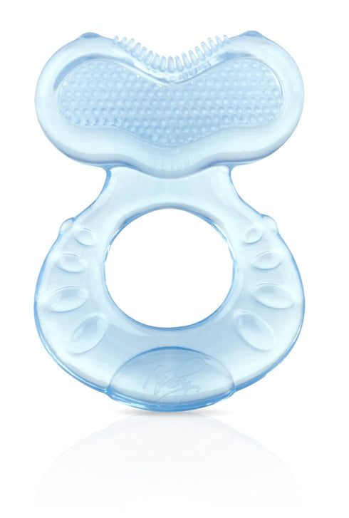 Silicone Teethe-eez Teether by Nuby, with Bristles, Hygienic Case, Blue
