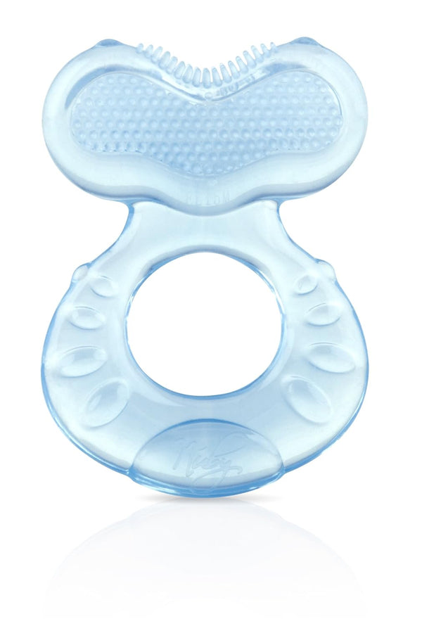 Silicone Teethe-eez Teether by Nuby, with Bristles, Hygienic Case, Blue
