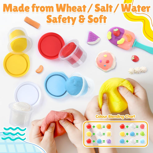 Set 3+ PLAY Clay Dough with Ice Cream Maker Machine/Noodle Maker/Banana Split Ice Cream Mold Kitchen Creations Arts