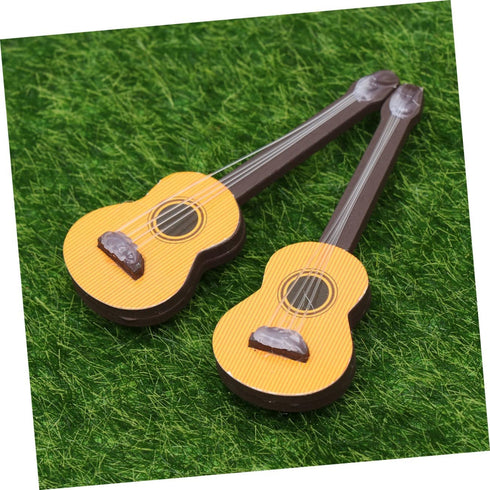 EXCEART 4 Pcs Wooden Miniature Guitar Miniature Wooden Instrument Desktop Micro Landscape Statue DIY Miniature Guitar
