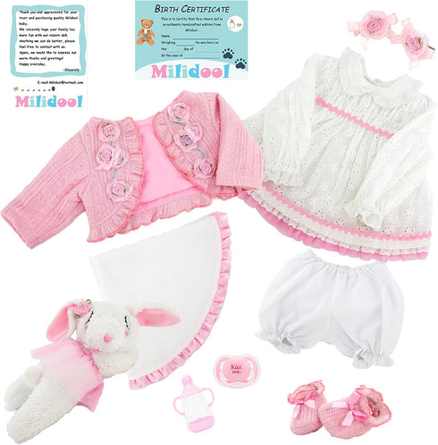 Milidool Lifelike Reborn Baby Dolls Girl - Realistic Silicone Baby Doll Gift Set