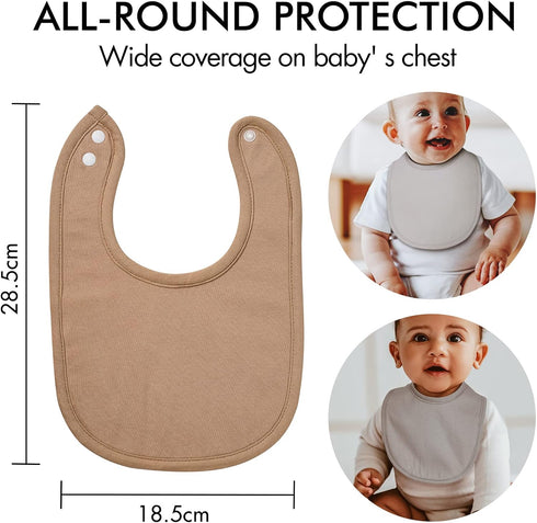 Baby Snap Bibs for Boys Girls, 10 Pack Bandana Drool Bibs with Snap, Organic Cotton