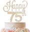 LINGTEER Happy 75th Birthday Gold Rhinestone Cake Topper - Cheers to 75 Years Old Anniversary Party Decorations