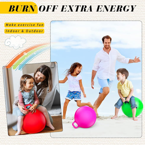 Sratte 6 Pcs Hopper Ball with Handle, Bouncing Ball, Inflatable Hop Ball for Jumping Sport Gifts