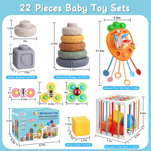 Set 6+ 1 2 Vinlon Montessori Toy for Toddler Aged Month -Sensory Fine Motor Skill Learning Toys for Baby Boys Girls.