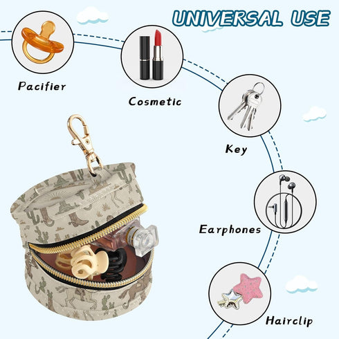 Lxqimora Western Cowboy Boots Beige Print Pacifier Case for Travel Clip-On Pacifier Holder Baby Pacifier Pod