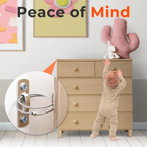 12-Pack Furniture Anchors, Anti-Tip Furniture Straps for Baby Proofing, Wall Anchor for Child Safety