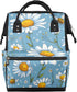 Hsnar Flowers Daisy Bees Waterproof Diaper Bag Backpack Large Capacity Baby Bag with