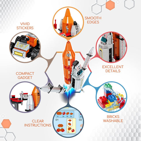 Space Exploration Shuttle Toys, 12-in-1 STEM Aerospace Building Kit for Boys 6-12 Years Old, 566 PCS