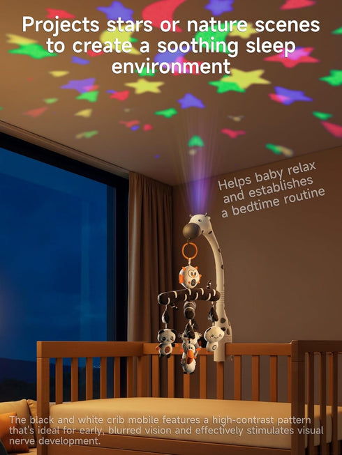 0 3 6 9 TUMAMA Baby Crib Mobile, Nursery Musical Mobile with Remote Control,Projection Night Light, Music and White