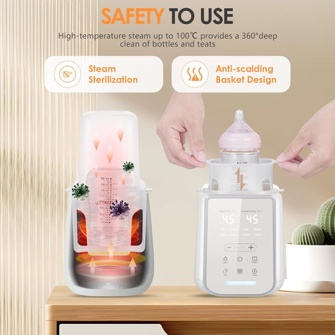HyAdierTech 8-in-1 Baby Bottle Warmer, Fast Baby Milk Warmer with Timer, Baby Milk Warmer with Digital Display, Night