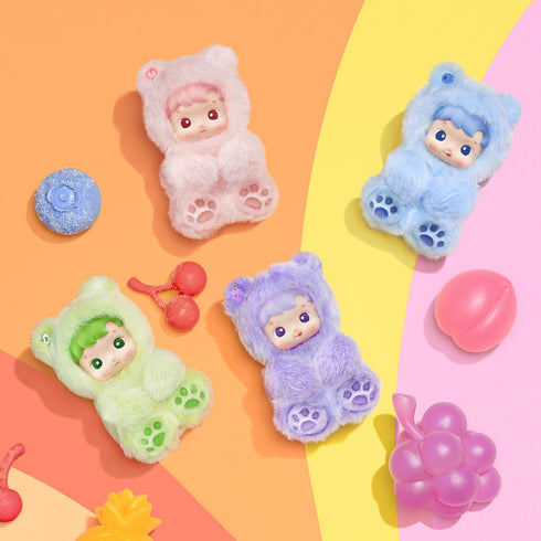 Gummy POP MART HACIPUPU Bear Series-Vinyl Plush Pendant Blind Box, Random Design, Collectible Toys Decorations, Holiday