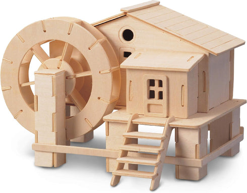 Puzzled 3D Puzzle Water Mill Set - Wood Craft Construction Model Kit, Fun Educational DIY Toy to Build and Paint