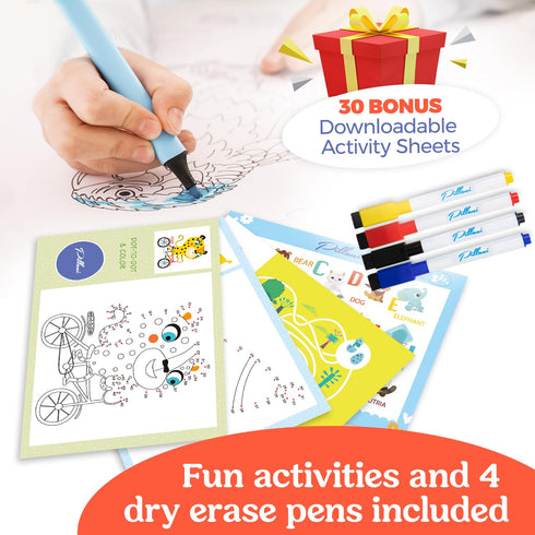 PILLANI Kids Travel Tray for Car - Toddler Car Activities, Car Seat Tray with Activity Sheets & Pens, Road Trip