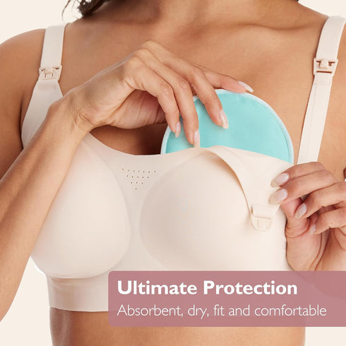 Momcozy 4 14 Pack Reusable Breast Pads, Innovative Use of Absorbent Fabric & Layers of Super Absorbent Core Washable