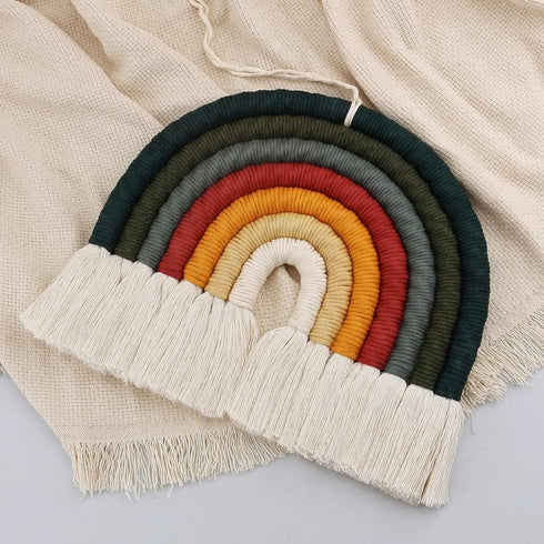 ZWA Handmade Macrame Rainbow Wall Hanging - Colorful Nursery Decor