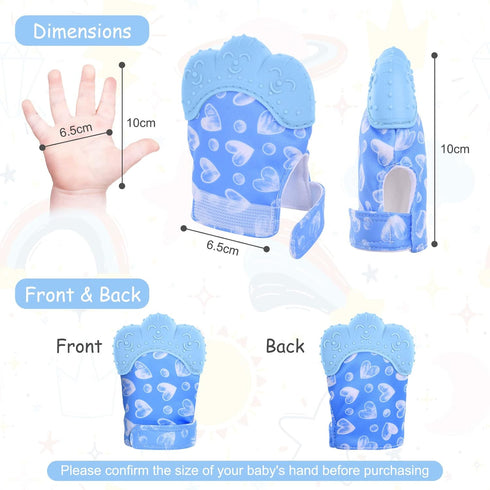 2Pack Silicone Teething Mitt, Safe Silicone Teething Toys for 0-12 Months, Soothing Infant Mitten Pain Relief