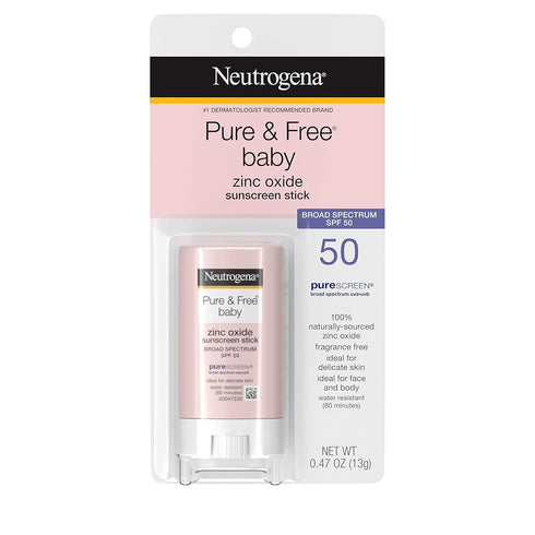 50, Pack 2 Neutrogena Mineral Sunscreen Stick, SPF Zinc Oxide | Water-Resistant | Hypoallergenic | For Baby |