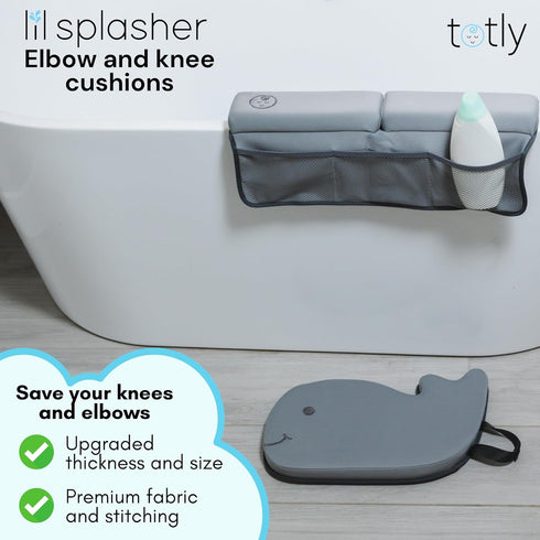 6pcs Elbow Set 2 Bath Kneeler and Rest pad - Complete Bathtime Kit with Cushions, Rinse Cup, Spout Cover, Thermometer