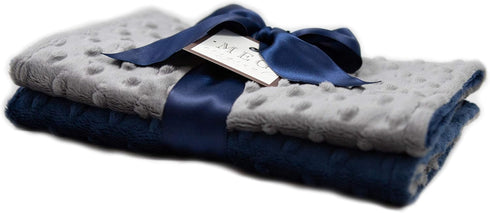 Set MEG ORIGINAL Navy Blue & Charcoal Baby Boy Minky Dot Burp Cloths, of Two
