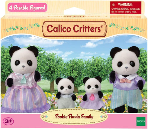 Calico Critters Pookie Panda Family, Dolls, Dollhouse Figures, Collectible Toys with 4 Figures Included