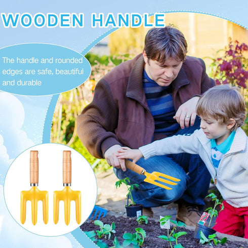 Motionchic 8" Gardening(48 Kids Gardening Tools, Metal Beach Sandbox Digging Toys with Wooden Handle, Including Shovel