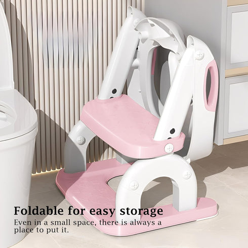 WAAYAA 2 1 in Potty Training Seat with Ladder for Toddler, Upgraded Adjustable Height Potty Training Toilet Splash