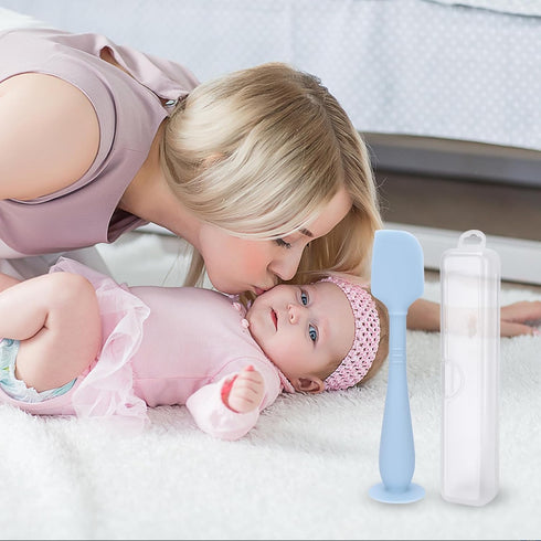YENLNI 2 Pack Diaper Cream Spatula with Hygienic Travel Case, Butt Spatula Baby with Suction Base, Baby Butt Paste