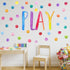 Yovkky Kids Playroom Polka Dots Wall Decals Stickers, Watercolor Play Sign Peel and Stick Neutral Nursery Preschool
