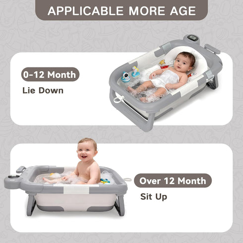 LAUJIA (0-24 Collapsible Baby Bathtub for Newborn to Toddler Months), Portable Baby Bath Tub for Travel, Newborn